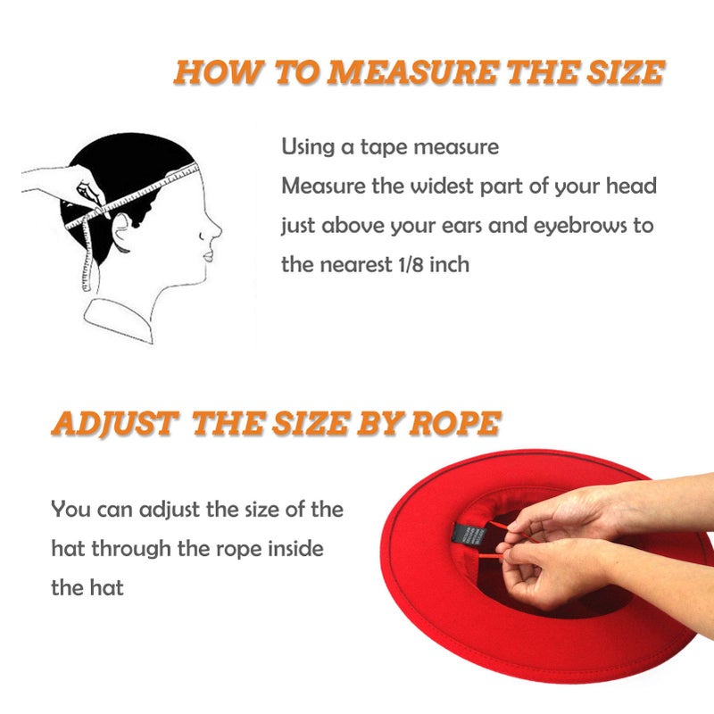 Lisianthus Men & Women Vintage Wide Brim Fedora Hat with Belt Buckle A-Red 59-60cm - Image 5